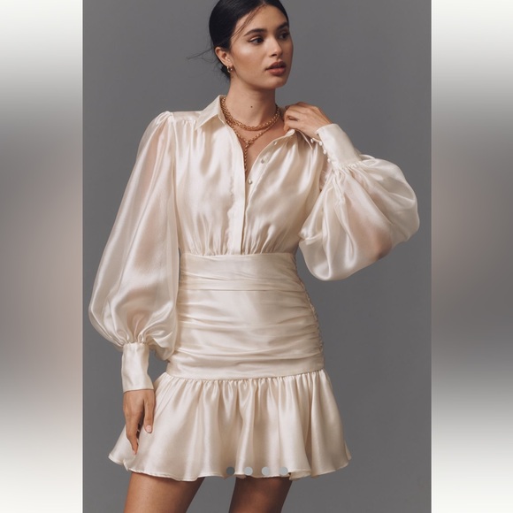 Anthropologie NWT Bardot Milani Drop-Waist Organza Mini Shirt Dress size 6. - Picture 3 of 11